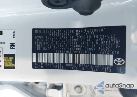 2024 Toyota Corolla Se from USA, damaged, VIN 5YFS4MCE7RP195013